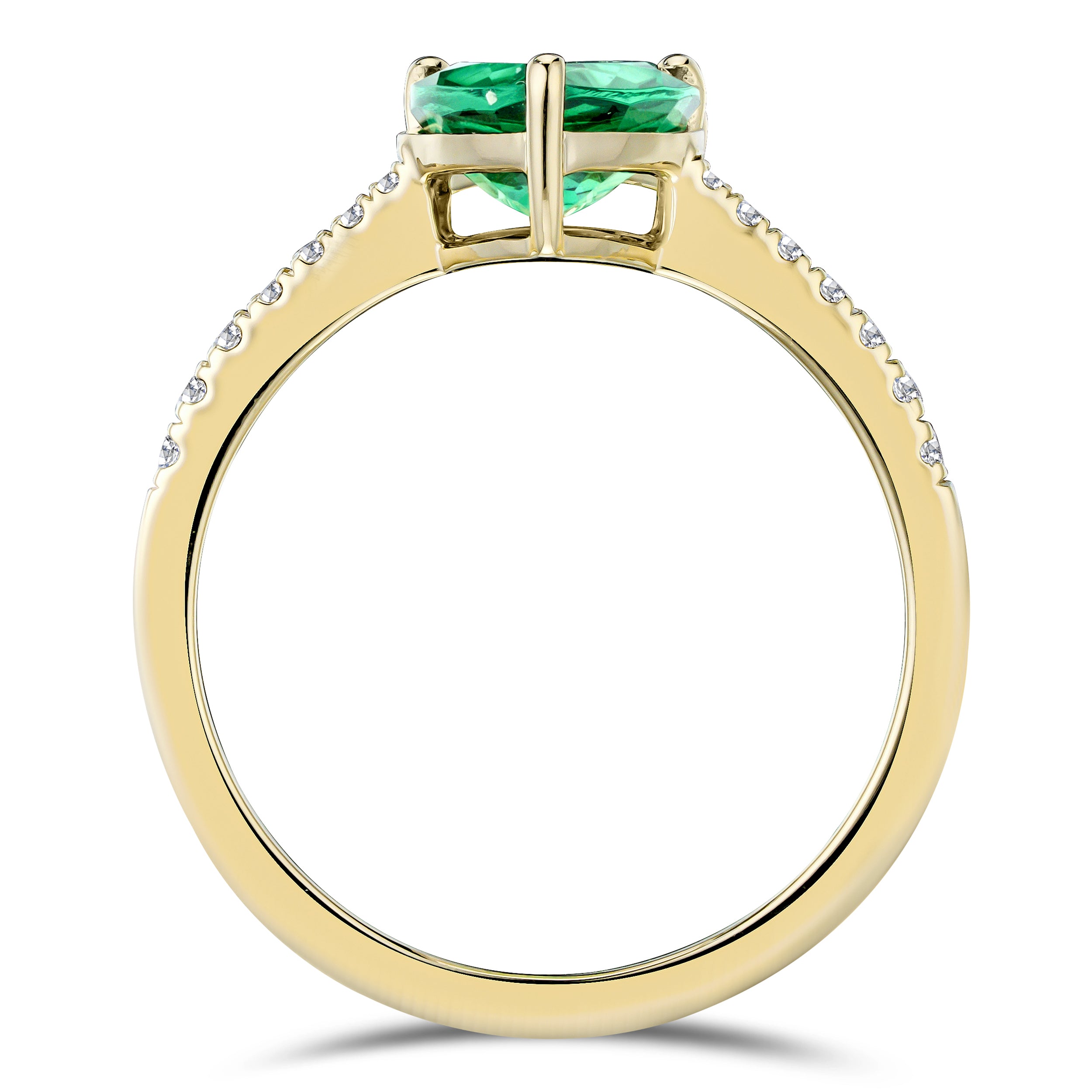 Astra 2.30ct Lab Emerald and Diamond Shoulder Set Pear Cut Ring in 18K Gold Vermeil